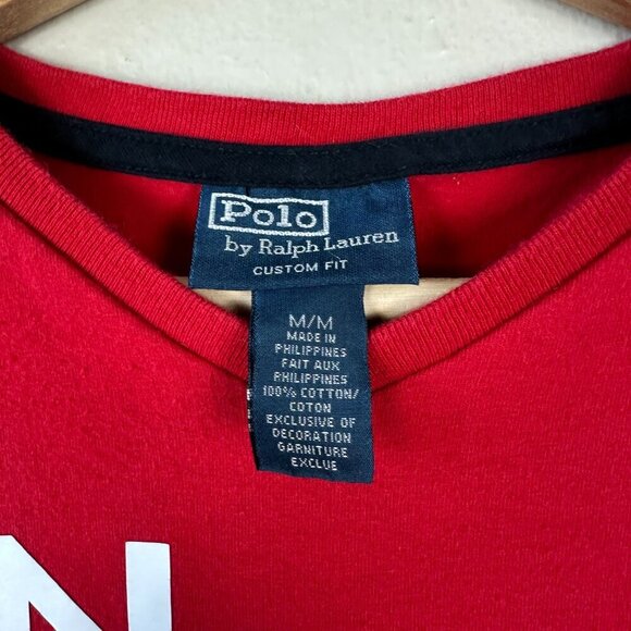 Polo Ralph Lauren Canada National Shirt Logo 2014 Racing Casual Red White Medium - Picture 2 of 6
